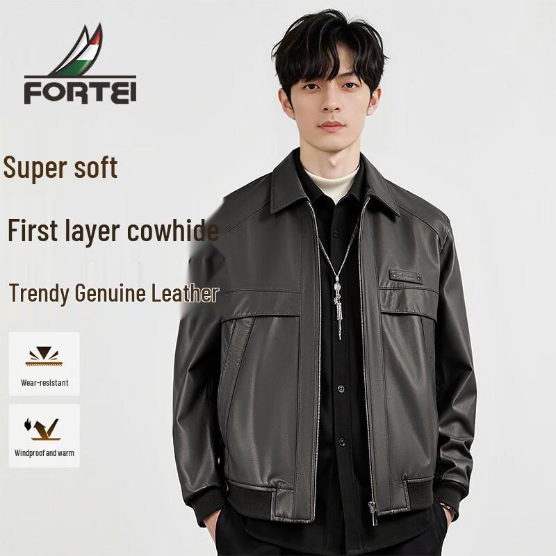 

Futing Men s Premium Cowhide Leather Jacket 2XL