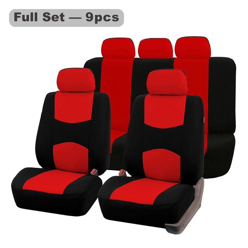 Car Seat Covers Full Set Front Split Rear Bench For Car Universal Cloth SUV Sedan Van Automotive Interior Seat Protector Covers
