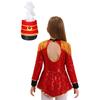 Girls Circus Drummer Costume Long Sleeve Fringe Epaulet Sequins Bodysuit Mini Top Hat Drum Accessory