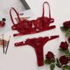 Sexy Lingerie Woman Lace Transparent Underwear Fairy Embroidery Brief Sets Delicate Bra Kit Push Up Breves Sets Erotic Bra