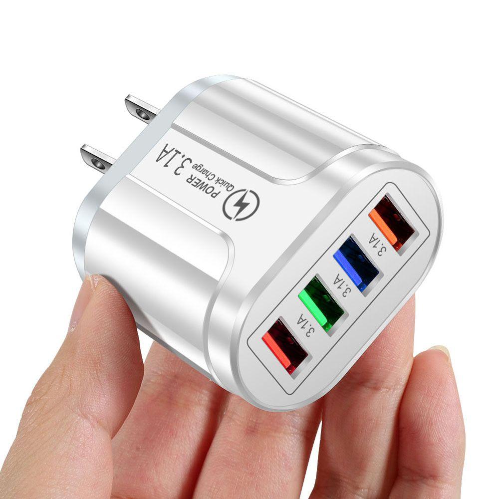 Travel 4 Ports UK EU US Plug Fast Quick Charger USB Transformer Adapter Power Supply