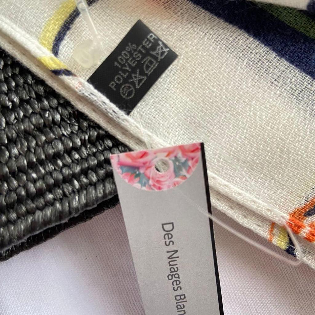 Used Imported large stole, long scarf, multicolor, belt pattern, large shawl, scarf, UV cut