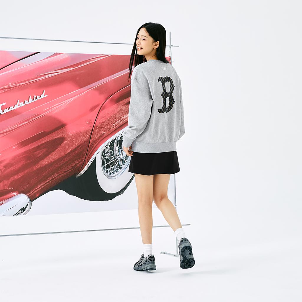 New MLB MONOGRAM Collection Boston Red Sox 24FW Crew Neck Sweatshirt Unisex Light Gray 3AMTM0444-43MGS