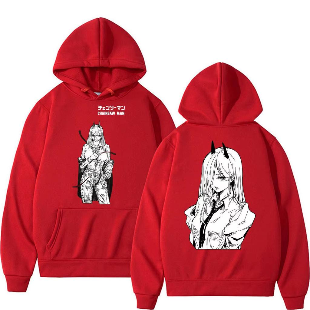 2026 Hot Sale Anime Chainsaw Man Reze Denji Power Graphic Hoodie Men Women Oversized Streetwear Hoodie Perfect for Commute & Loungewear