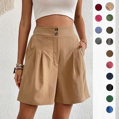 Neue tägliche lässige einfache mehrfarbige Hosen mit Taschen, einfarbige hochtaillierte Shorts für Damen im Sommer