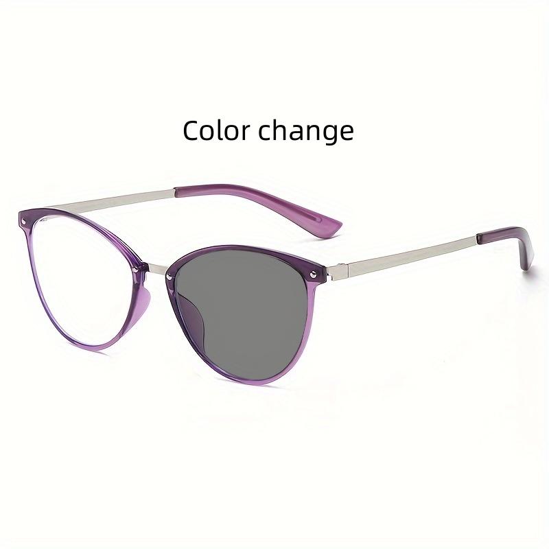 Fashionable Color Shift Sunglasses Unisex Anti Blue Light Glasses With Metal Frame Dual Purpose Eye Protection