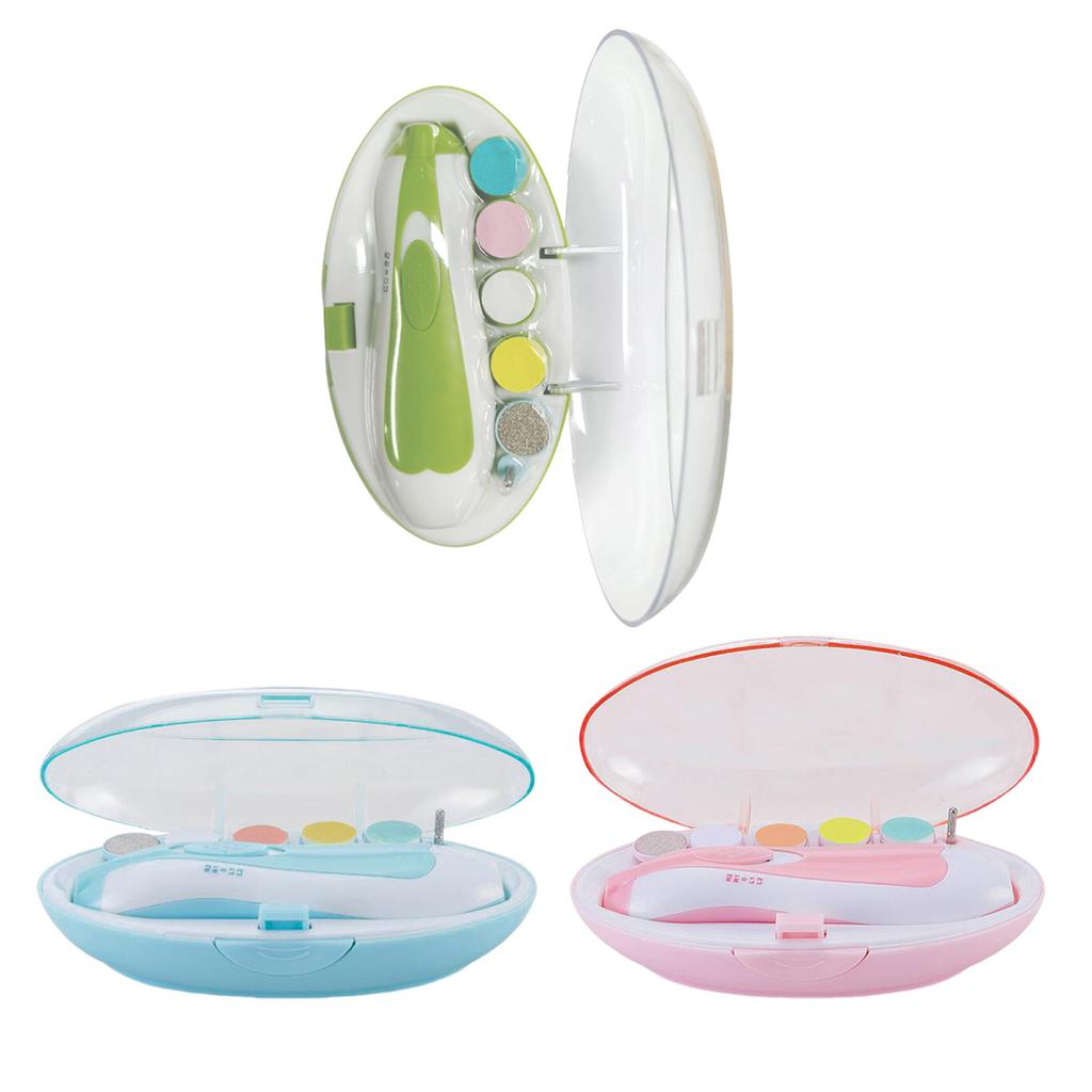 Electric Baby Nail Trimmer with 6 Grinding Heads Newborn Infant Nail File Clipper with Light Toddlers Manicure Toes Fingernails Care Trimming Tools
