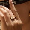 Yori Exquisite Butterfly Adjustable Open Ring 18k Gold Color Plated Metal Texture Fashion Jewelry for Women Gala Gift
