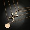 Multilayer Choker Horn Long Crescent Moon Pendant Necklace Chain Jewelry Women