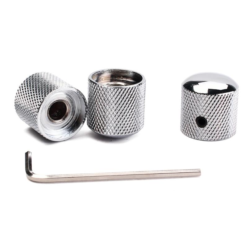 3 Pcs Electric Guitar Bass Effect Knob Volume Tone Control Knob Potentiometer Cap Metal Dome Knobs Replacement Parts