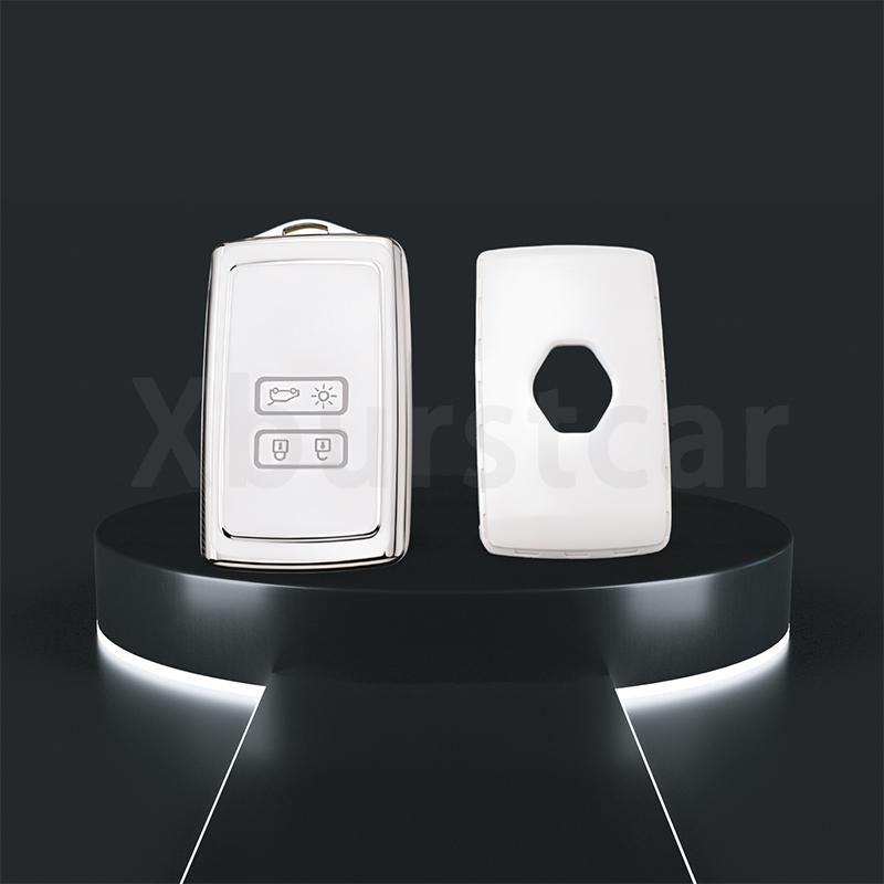 TPU Autosleutelhoesje Shell Voor Renault Captur Koleos Kadjar Zoe Arkana Espace Clio Megane Grand Scenic Sandero Dacia Duster Kaart white