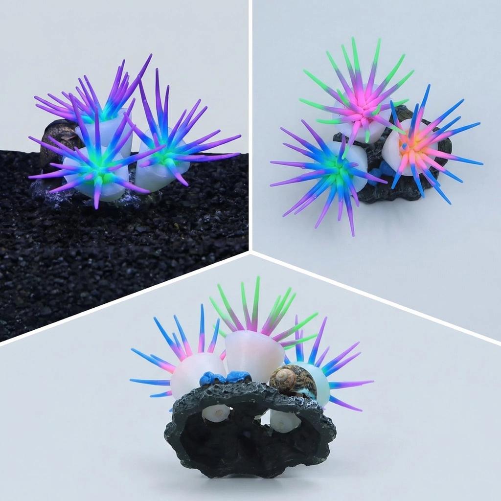 Silicone Soft Simulation 3 Anemones Aquarium Aquascape Ornamentation Non-toxic Does Not Hurt The Fish Fish Tank Decoration