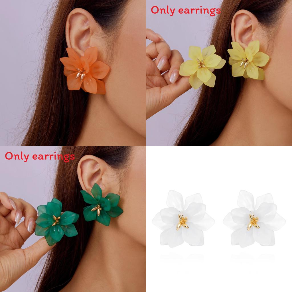 Womens Acrylic Floral Earrings Handmade Geometric Plant Flower Accessories