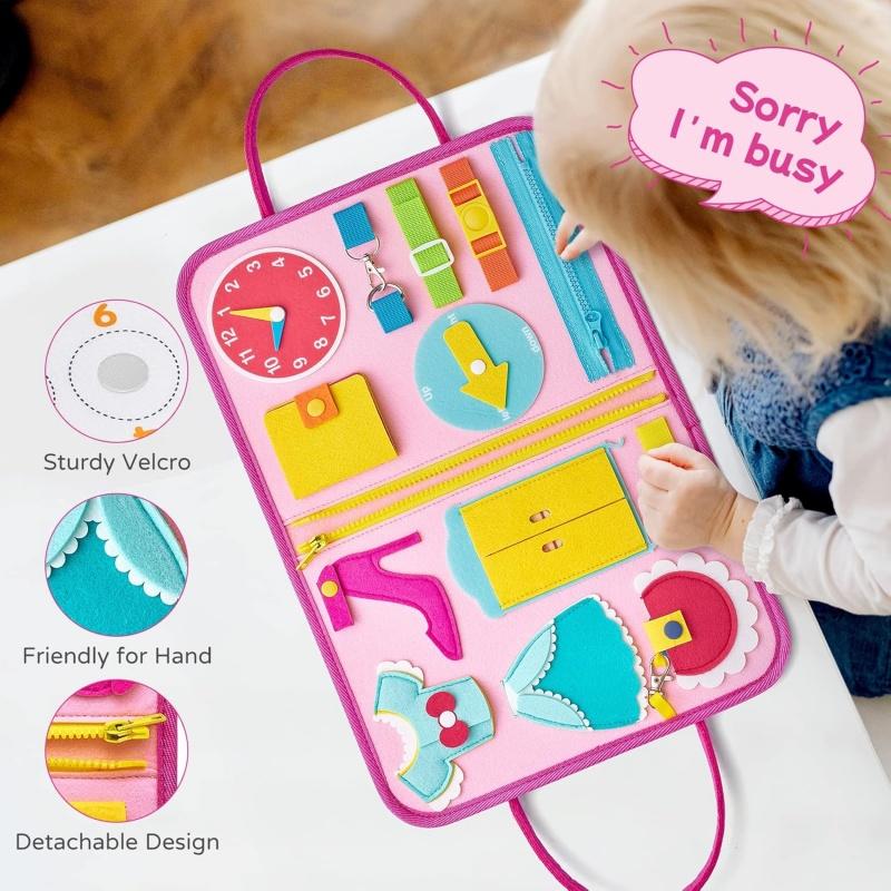 Princess Busy Board Toddler Travel Quiet Book Sensory Board For Toddlers Montessori Toys For 3 4 Year Old Girls Boys Gift