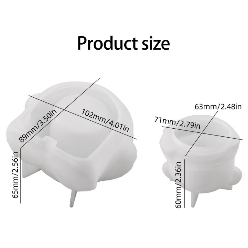 Bear Statue Resin Jar Molds Candle Cup Silicone Mould with Lid for Making Candle Container Chocolate Holiday Decoration