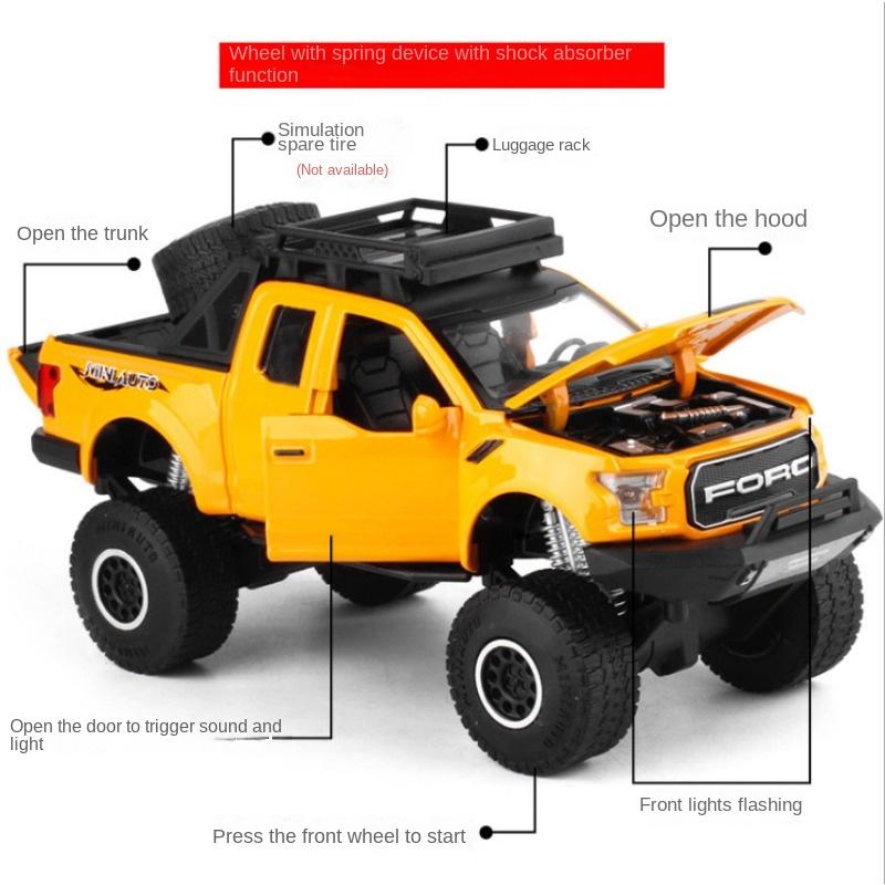 1/32 Scale Toy Pickup Truck for Boys - Ford F150 Toy Trucks Die-Cast Model Cars with Sound and Light, Toy Cars for 3+ Year Old Boys Girls