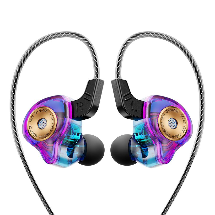 

Динамічні дротові навушники HIFI Heavy Bass Earbuds Вкладиші Монітор Спортивна гарнітура із шумопоглинанням Ігрові навушники з мікрофоном 3.5mm jack port фіолетовий