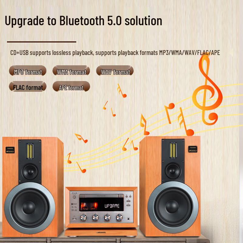 Sansui M980 Wooden HiFi Tube Bluetooth CD Radio Speaker