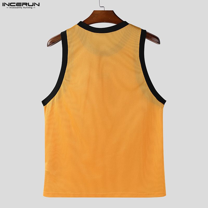 INCERUN Men Round Neck Sleeveless Casual Sport Loose Tank Tops Undershirts