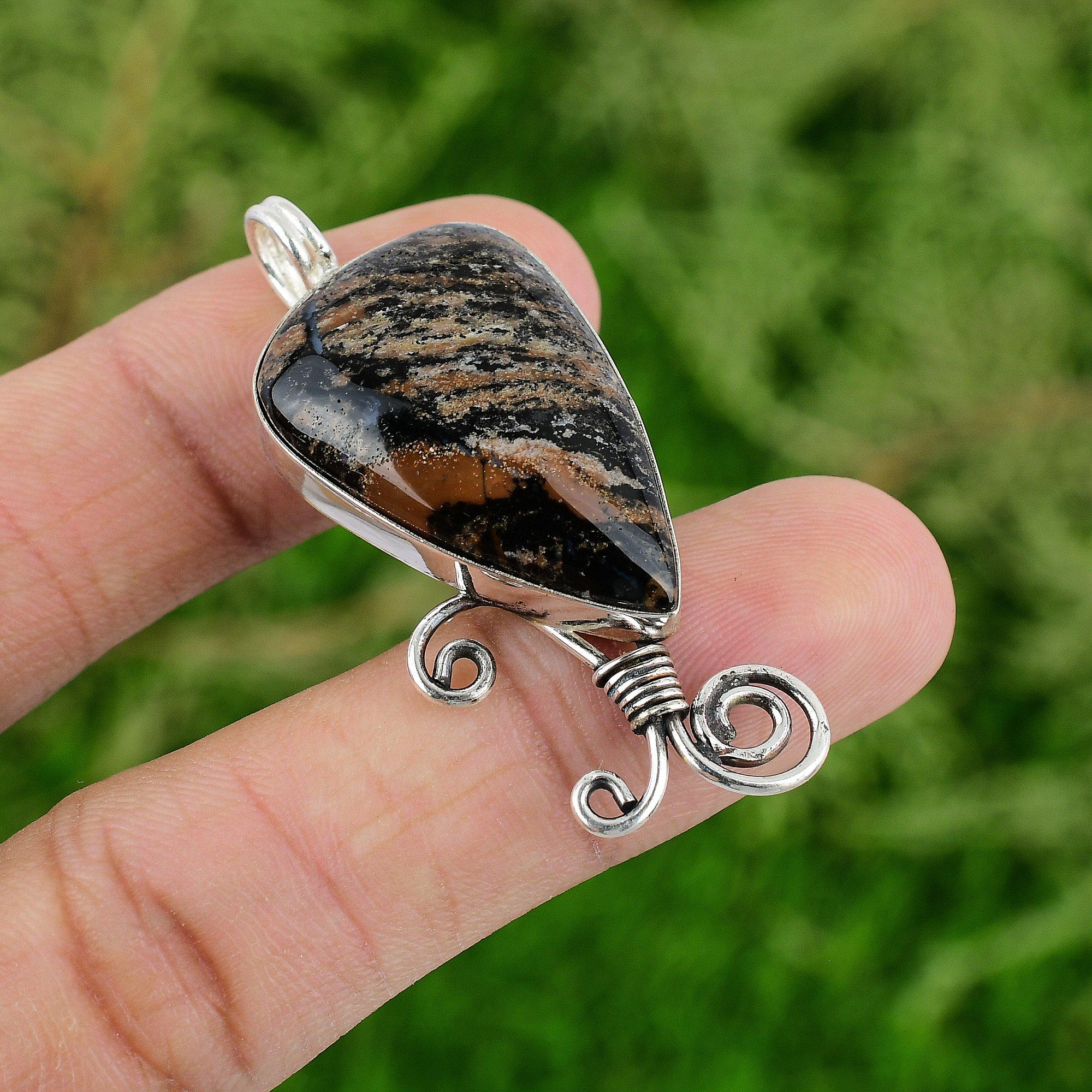 

Daughters Day Deal Honey Dendrite Opal Stone 925 Sterling Silver Pendant Jewelry