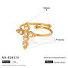 Stainless Steel Cross Opening Adjustable Ring for Women Men Classic Exquisite Rhinestone Finger Ring Banquet Jewelry Accessories