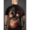 Męski T-shirt z nadrukiem 3D goryla, T-shirt z krótkim rękawem, Oddychający poliester, Okrągły dekolt, Casualowy top streetwearowy