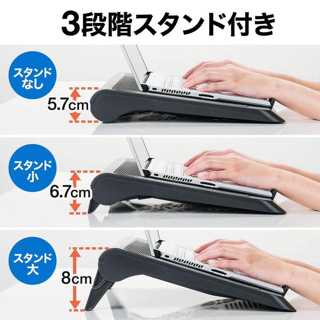 Sanwa Direct Laptop Cooling Compatible with 17 USB Comes with USB Stand Cooler, Stand, Quiet, Inches, Powered, Hub, Included, 400-CLN025