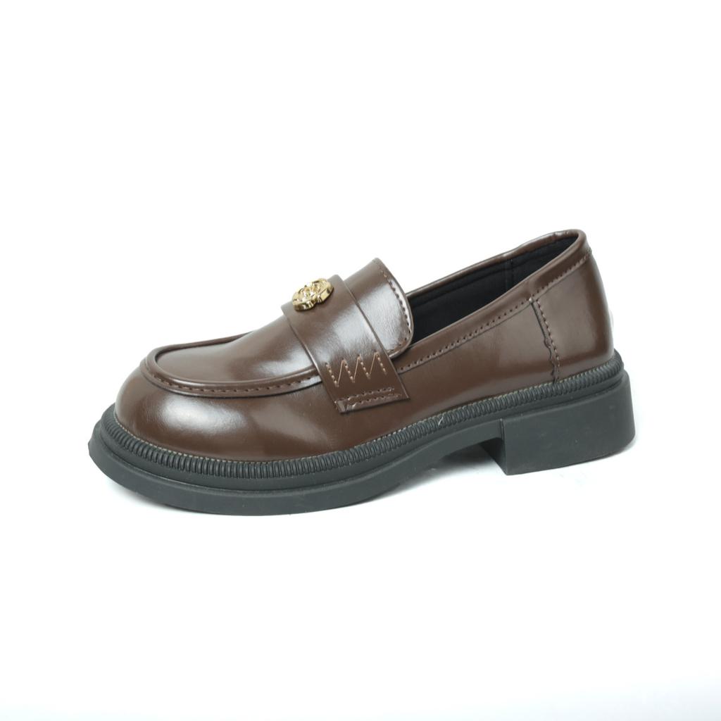 Xiaoxiangfeng British single shoes high-end sense versatile black loafers thick heel spring French small leather shoes jk women's shoes