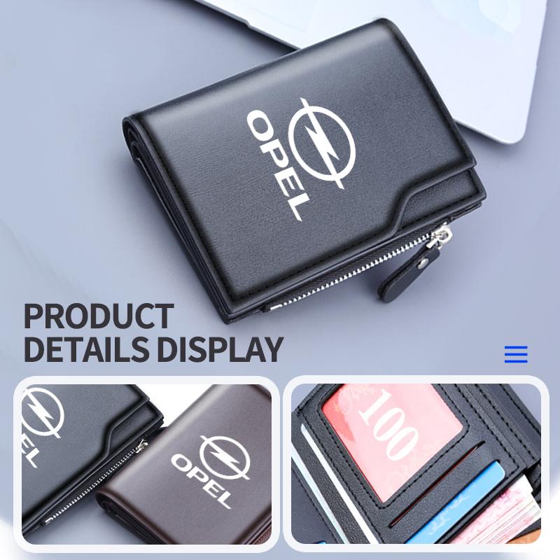 Short Wallet Zipper Coin Pocket Business Male Purses Card Holder For Opel Astra H G J Insignia Corsa Zafira Meriva Mokka