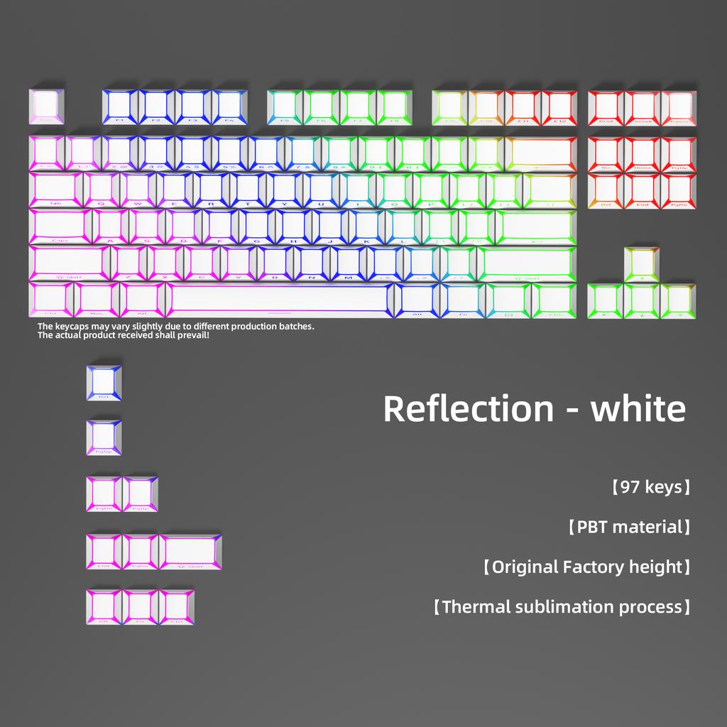 Colorful Shadow Keycaps Side Print Edge Backlit PBT White Black Pink Blue Cherry Profile 97 Keys Cap MX Gamer Keyboards AULA