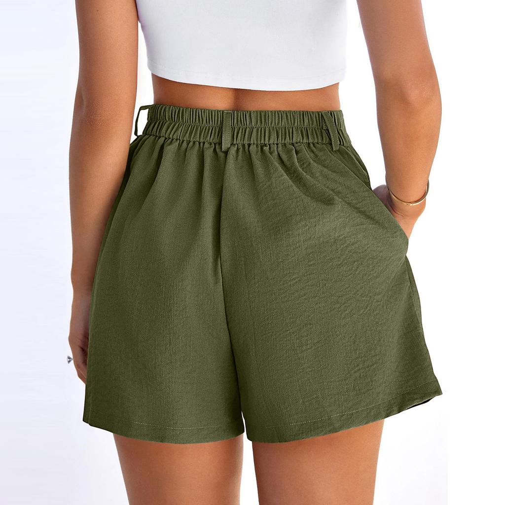 Women's Shorts Casual Summer  Color Drawstring Beach Loose Pocket Shorts