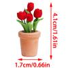 1:12 Puppenhaus Miniatur Rote Tulpe Topfpflanze Topf Blume Heim Garten Dekor