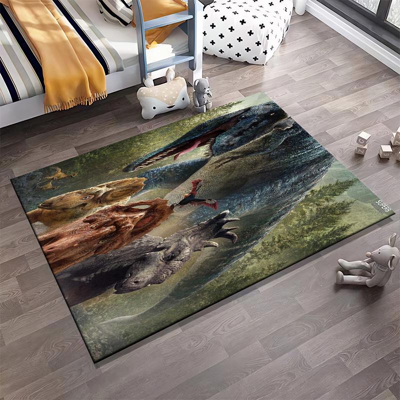 Dinosaurs and Prehistoric Creatures Forest Background Jurassic Style Carpet Design Suitable for Use As an Anti-slip1 For1room and Bedroom Sofas