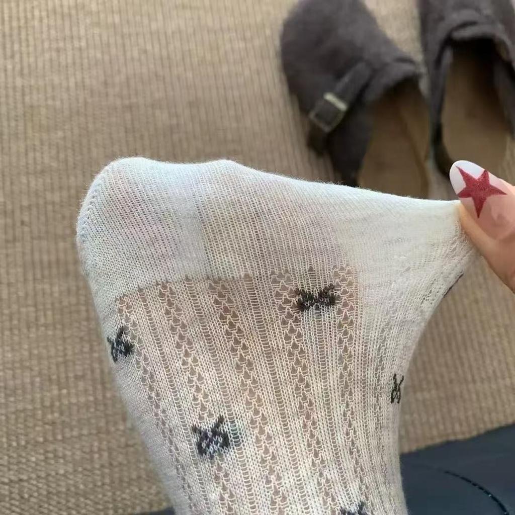1/5pairs Spring And Summer Women's Socks Cartoon Bow Silicone Non-slip Breathable Invisible Pure Cotton Ankle Boots Soft Socks
