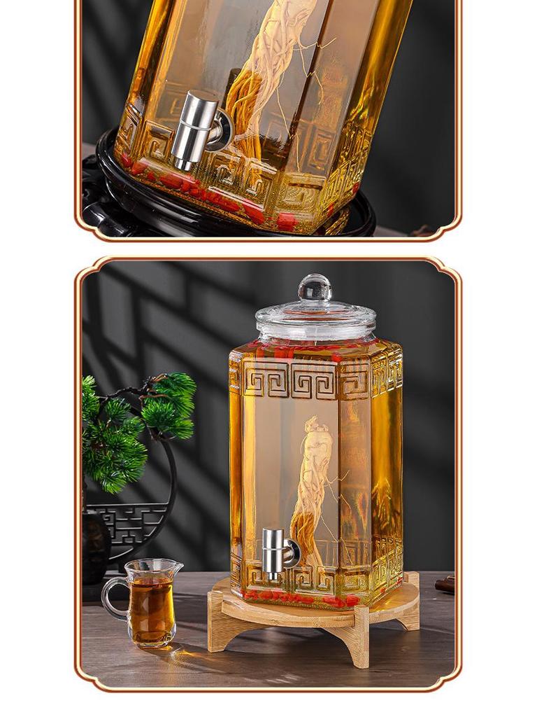 Luxury Sealed Wine & Baijiu Soaking Jar with Faucet for Household Use