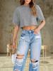 Damen Drop Shoulder Crop Top Kurzarm Y2K Sommer Basic T-Shirt