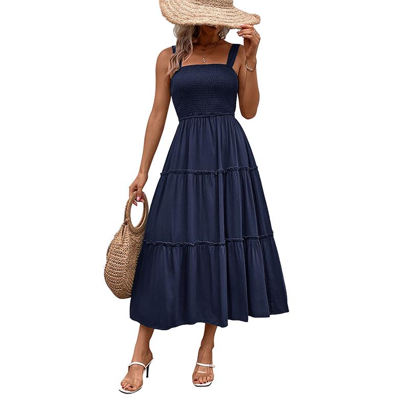 2025 Sommer Mehrfarbig Damen Schulterfreies Elastisches Camisole-Kleid