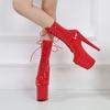 20 cm Sexy Frauen Helle Patent Leder Niedrige Stiefel High Heel Stiletto Peep Toe Stiefel Pole Dance Schuhe Club Schuhe