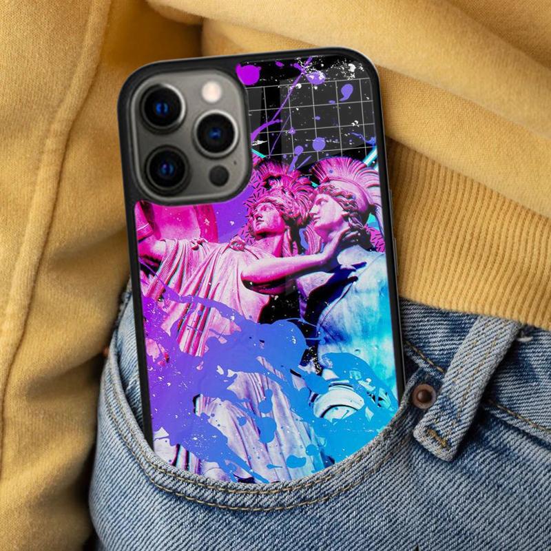 Glitch vaporwave modern art Soft Phone Case for iPhone 17 Air 16e Pro max 15 Pro 13 14 Plus 11 12 MagSafe Magnetic Coque