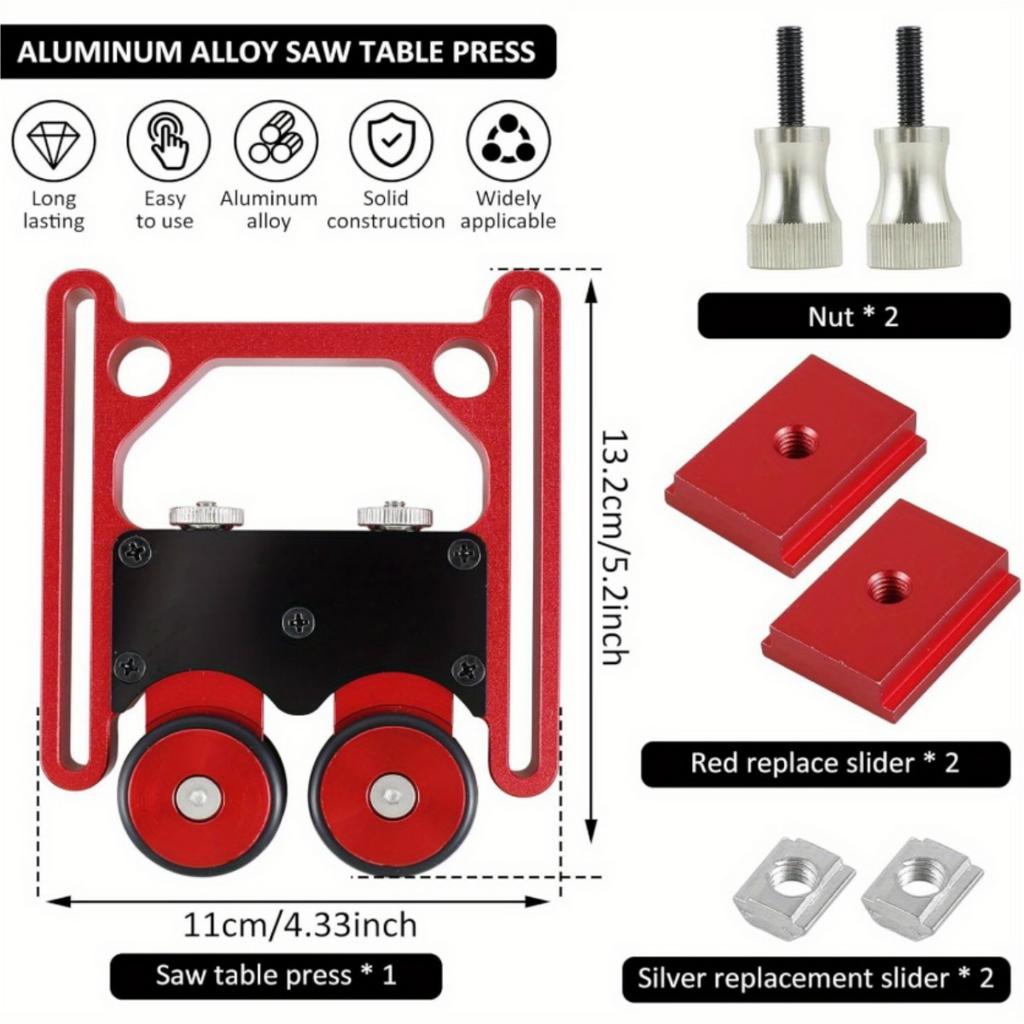 Stock Guide Roller Aluminum Alloy One-Way Table Saw Feeding Guide Roller Adjustable Thin Rip Jig Anti-Rebound Feather Board Tool