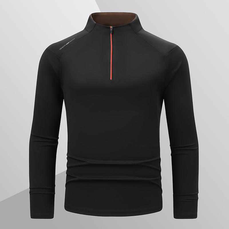 Men S Quick Dry Half Zip Long Sleeve Stand Collar Sports T Shirt