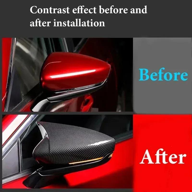 For Mazda 3 Axela      Car Rearview Side Mirror Cover Wing Cap Exterior Door Housing Trim Adhesive Sticker