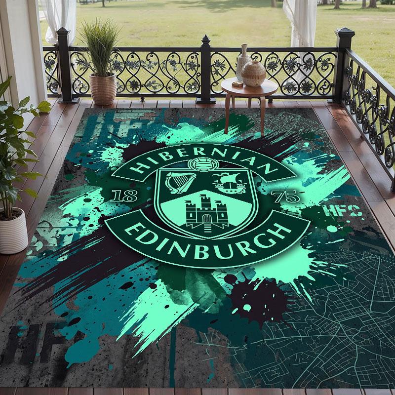 Yumuşak Zemin Halısı Hibernian FC Desenli Alan Halısı Ev Odası Dekorasyonu İçin Dekoratif Mat
