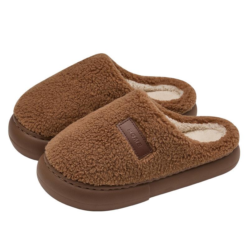 Lidani cotton slippers women's autumn and winter new indoor home couple warm plush slippers men