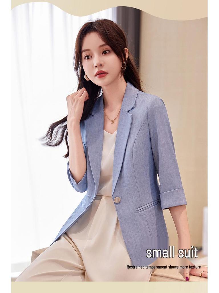 Women's Spring/Summer 2024 Pink Mid-Sleeve Blazer Jacket – New Fashion Casual Suit Top