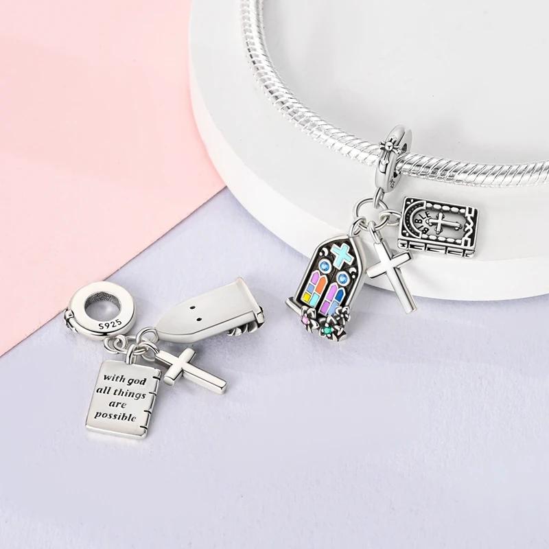 

Charmscopper Plated Church Flowers Bible Crucifix Pendants Fitoriginal Bracelet Beads Women Jewellery Making Diy