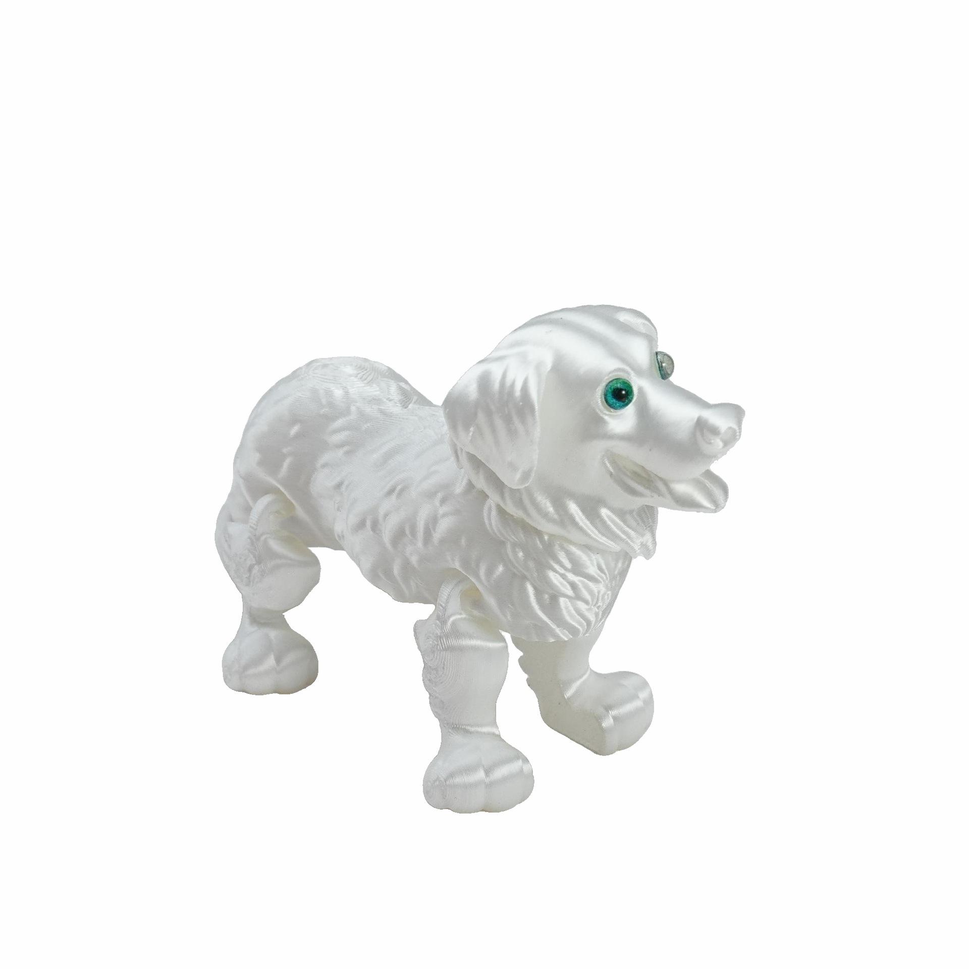 

3D Printed Cute Pets Border Collie Puppy Toy Joint Movable Simulation Animal Puppy Model Home Decor Ornaments Collection Gift белый
