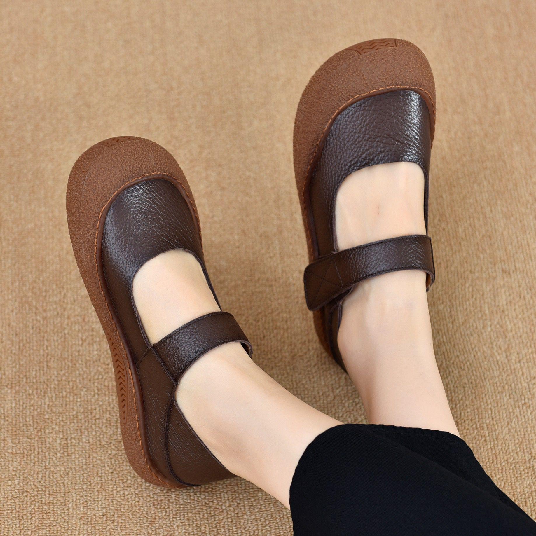 

Fujin 3 см этнические натуральные резиновые роскошные летние туфли из натуральной коровьей кожи мягкие балетки лаконичные осенние туфли-лоферы с крючком женские туфли 40 коричневый