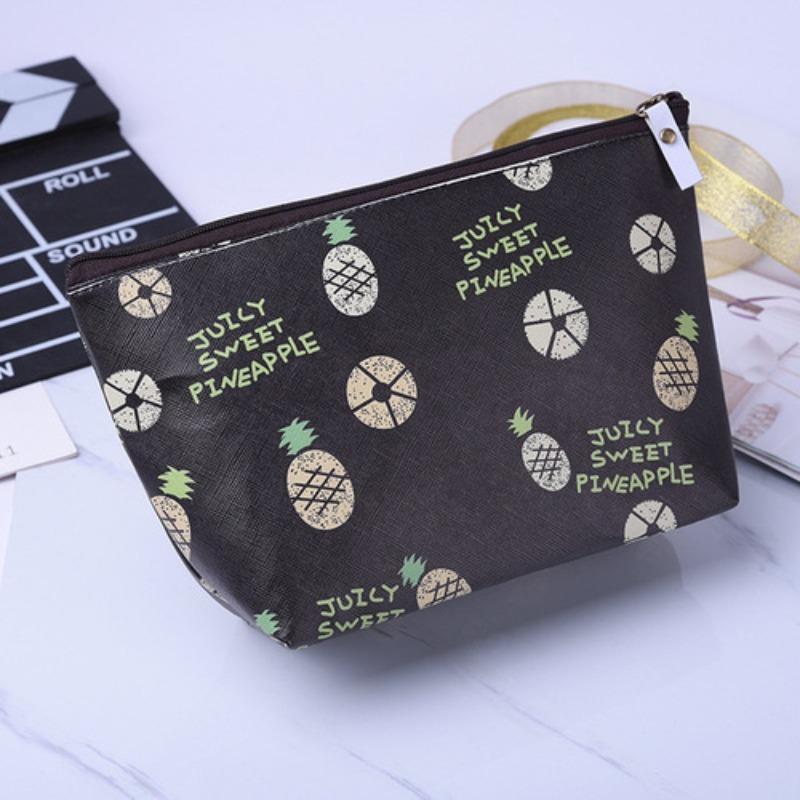 Bedruckte Reise-Kosmetiktasche, klein, koreanisch, tragbar, großes Fassungsvermögen, Kosmetiktasche, Clutch, Kosmetiktasche