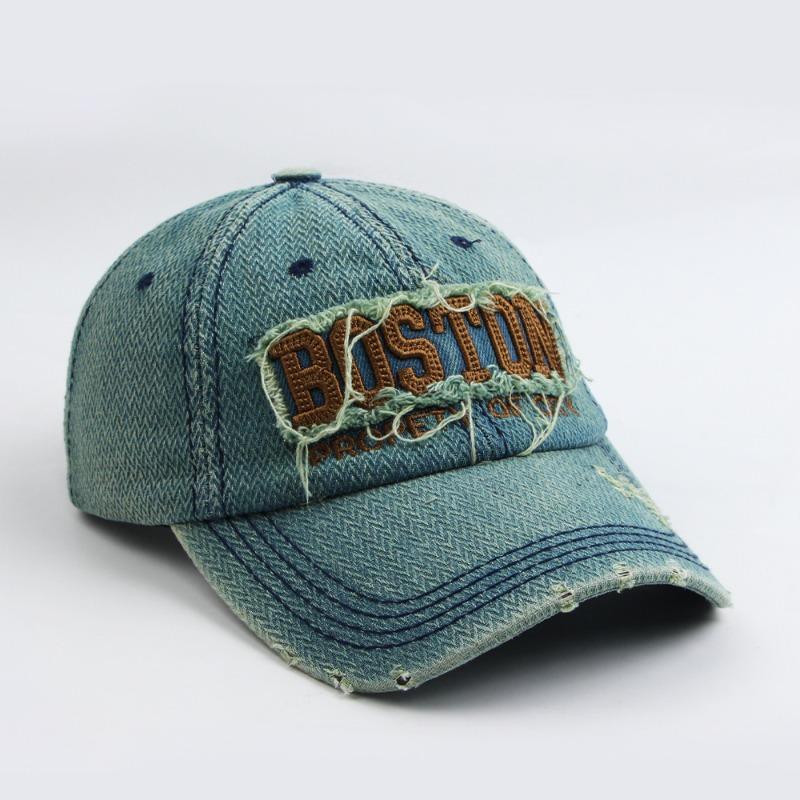 

Retro denim ripped baseball cap men and women show their faces small casual embroidered peaked cap sun hat темно-зеленого